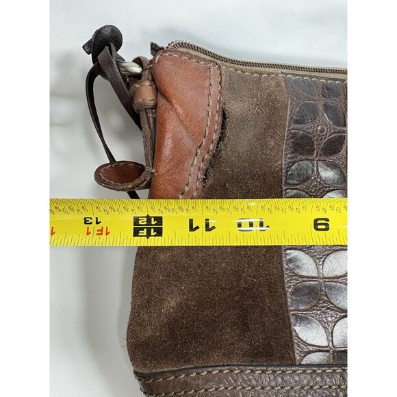 Fossil Women's Brown Suede Leather Solid Hobo Shoulder Handbags Purse One Size - Picture 7 of 9